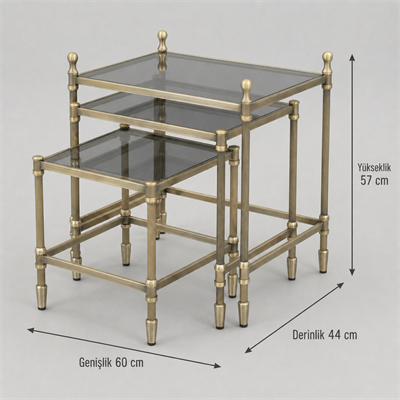  Klasik Üçlü Zigon Sehpa Takımı