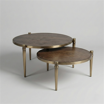 Ahşap Tablalı Metal Zigon Sehpa