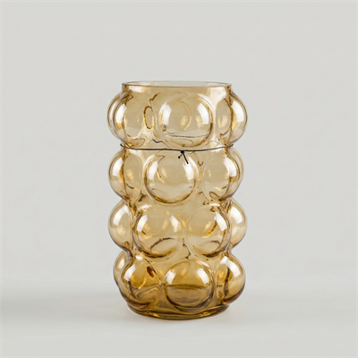 Amber Kabarcıklı Cam Vazo 