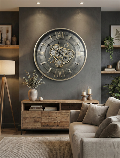 Antik Metal  Çarklı Duvar Saati