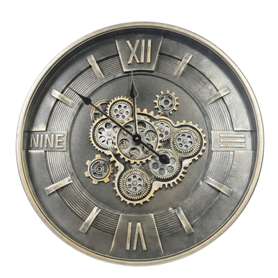 Antik Metal  Çarklı Duvar Saati