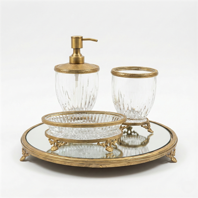 Pirinç  Cam Banyo Aksesuar Seti 