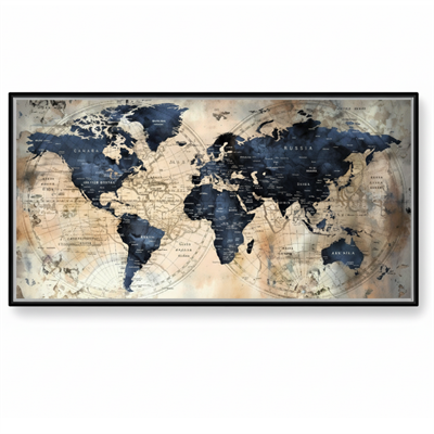 Artisan Dokulu Tablo Antik Dünya Haritası