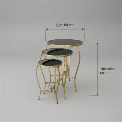 Aynalı Cam Zigon Sehpa Takımı