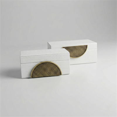 Beyaz Dokulu Saklama Kutusu 2li Set