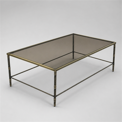 Bronz Camlı Orta Sehpa