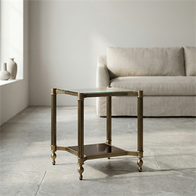 Şeffaf Camlı Dekoratif Yan Sehpa