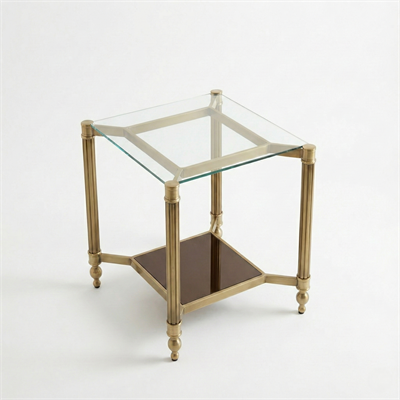 Şeffaf Camlı Dekoratif Yan Sehpa