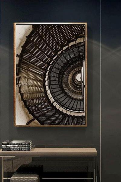 Modern Spiral Merdiven Cam Tablo