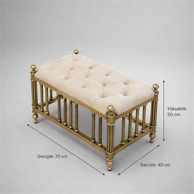 Eskitme Metal Kapitöneli Bench