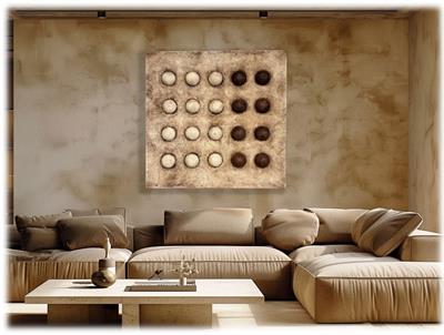  Bej Kahve Kabartmalı Küre Kanvas Tablo 