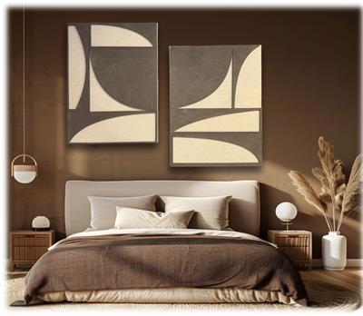  Soyut Geometrik Kanvas Tablo İkili Set
