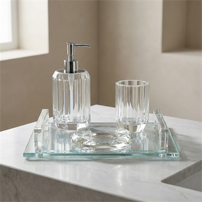 Faset Kesim Kristal  4 Parça Banyo Seti