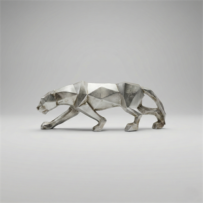 Geometric Metalik Panter Heykeli
