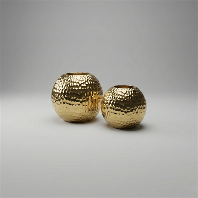 Gold Çekiç Desenli Küre Vazo Seti