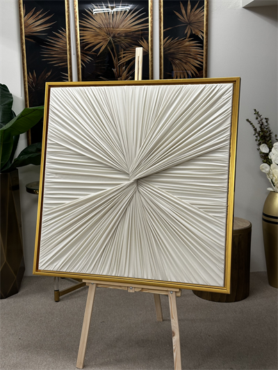 Gold Çerçeveli Kumaş Tablo (105x105 cm )