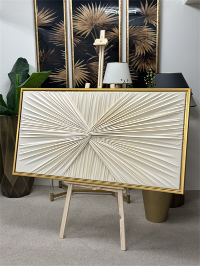 Gold Çerçeveli Pileli Tablo (145x77 cm)