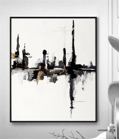 Modern Soyut Şehir Kanvas Tablo Altın Detaylı