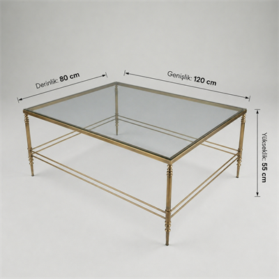 Gold Metal Cam Orta Sehpa