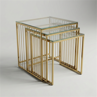 Gold Metal Zigon Sehpa Seti 