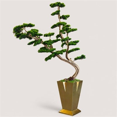 Gold  Saksılı Yapay Bonsai