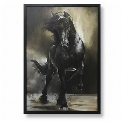 Kanvas At Figürü Siyah Temalı