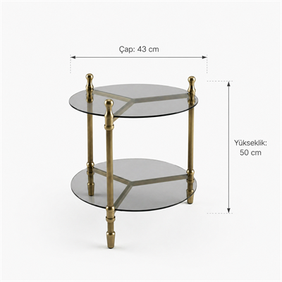 İki Katlı Yuvarlak Yan Sehpa