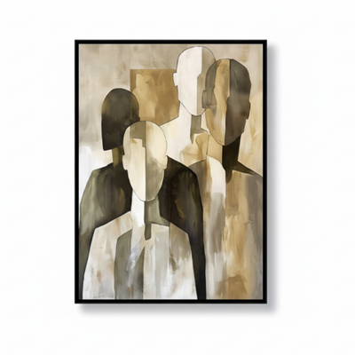 Tablo Soyut İnsan Silüetleri Kahve Tonu