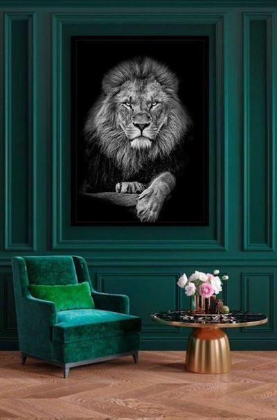 Aslan Portre Tablosu Siyah Beyaz