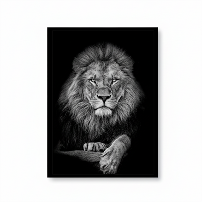 Aslan Portre Tablosu Siyah Beyaz