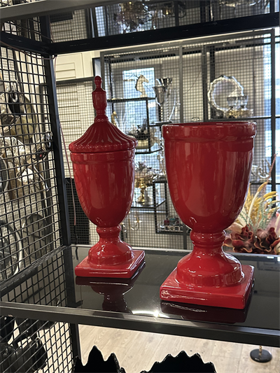 Kırmızı Dekoratif Urn Vazo Seti