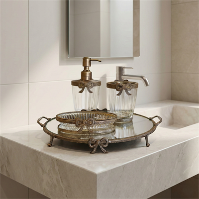 Fiyonk Desenli 4 Parça Banyo Seti