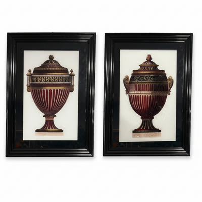 Klasik Amfora Kırmızı Cam Baskı İkili Tablo Seti