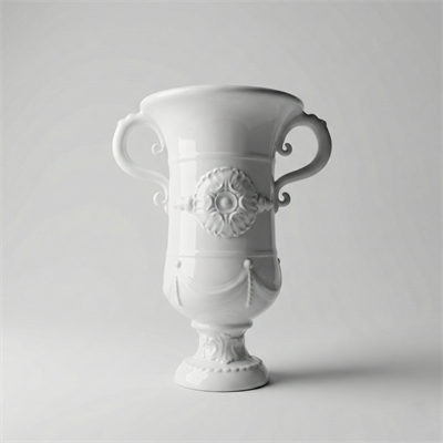 Kulplu Beyaz Seramik Vazo