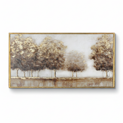 Sanat Sonbahar Ağaçları Tablo Altın Detaylı