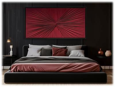 Bordo Düğüm Detaylı Yatay Dekoratif Tablo 