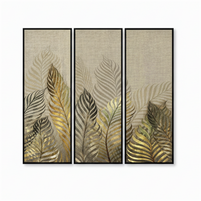 Botanik Altın Yapraklar Üçlü Tablo