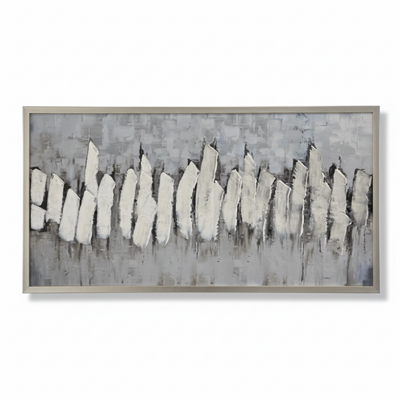 Uzun Dokulu Soyut Şehir Silüeti Kanvas Tablo