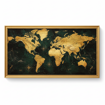 Artisan Doku İşlemeli Tablo Executive Dünya Haritası