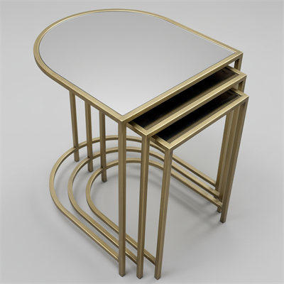 Lüks  Gold 3lü Ayna Zigon Sehpa Seti