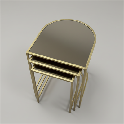 Lüks  Gold 3lü Ayna Zigon Sehpa Seti