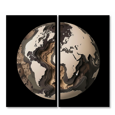 Katmanlı Küre İkili Cam Baskı Tablo Seti