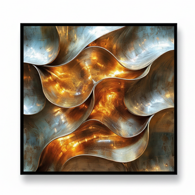 Cam Baskı Tablo Soyut Metal Efektli