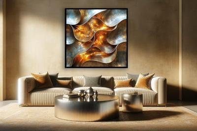 Cam Baskı Tablo Soyut Metal Efektli