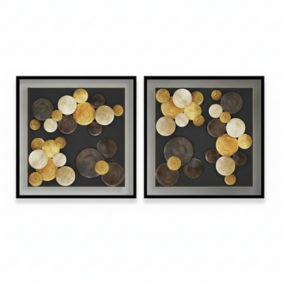 DecoArt Soyut Daireler İkili Tablo Seti Altın Bronz