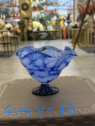 Mavi Ayaklı Dekoratif Cam Kase