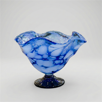 Mavi Ayaklı Dekoratif Cam Kase