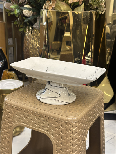 Mermer Desenli Ayaklı Dikdörtgen Sunumluk