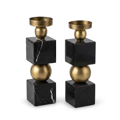 Mermer Gold Metal Şamdan