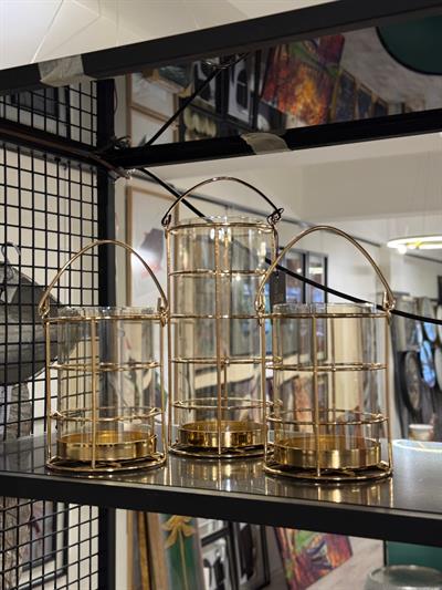 Metal Gövdeli 3lü Cam Mumluk 